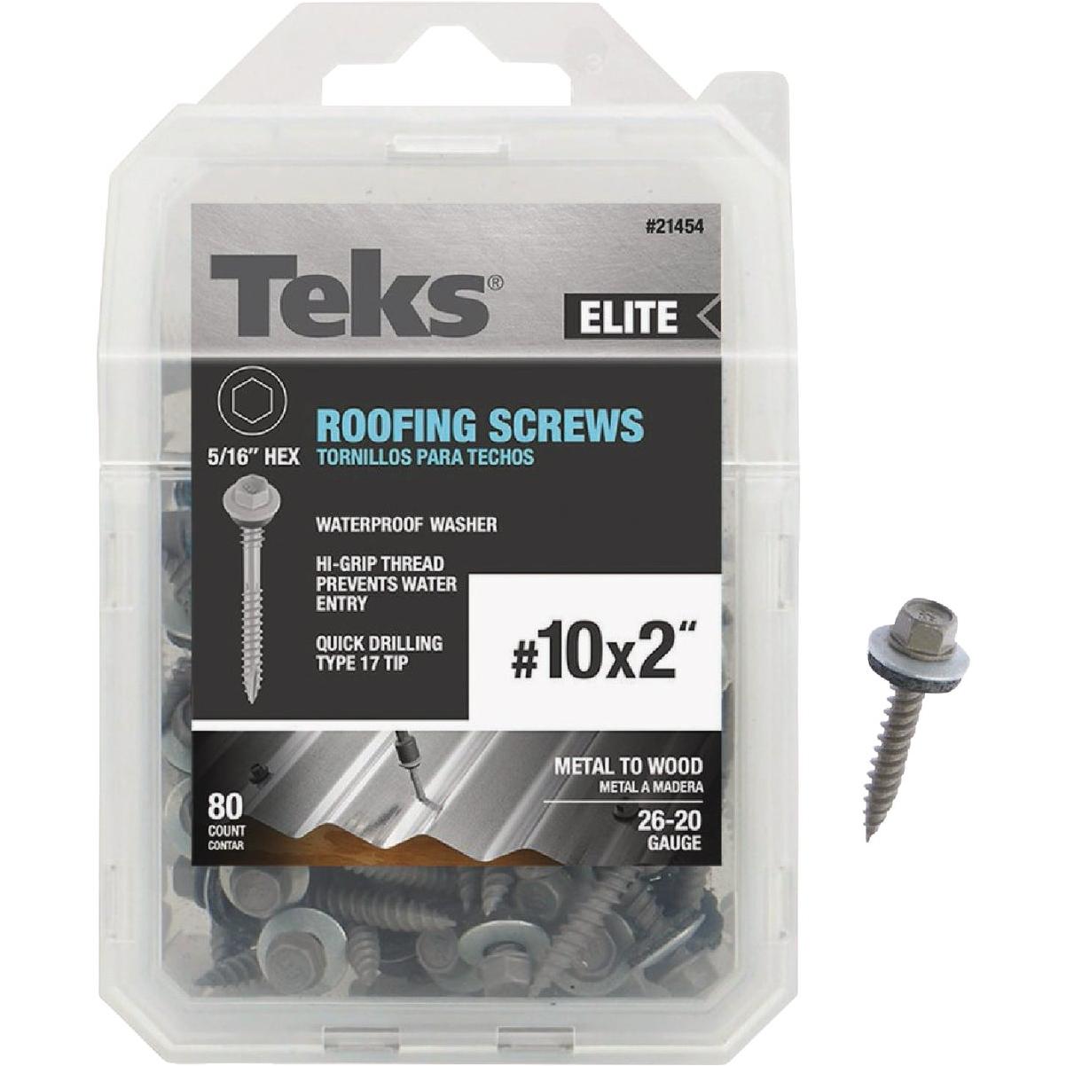 Teks Elite #10 x 2 In. Hex Washer Head Sharp Point Metal to Wood Roofing Screw (80 Ct.)