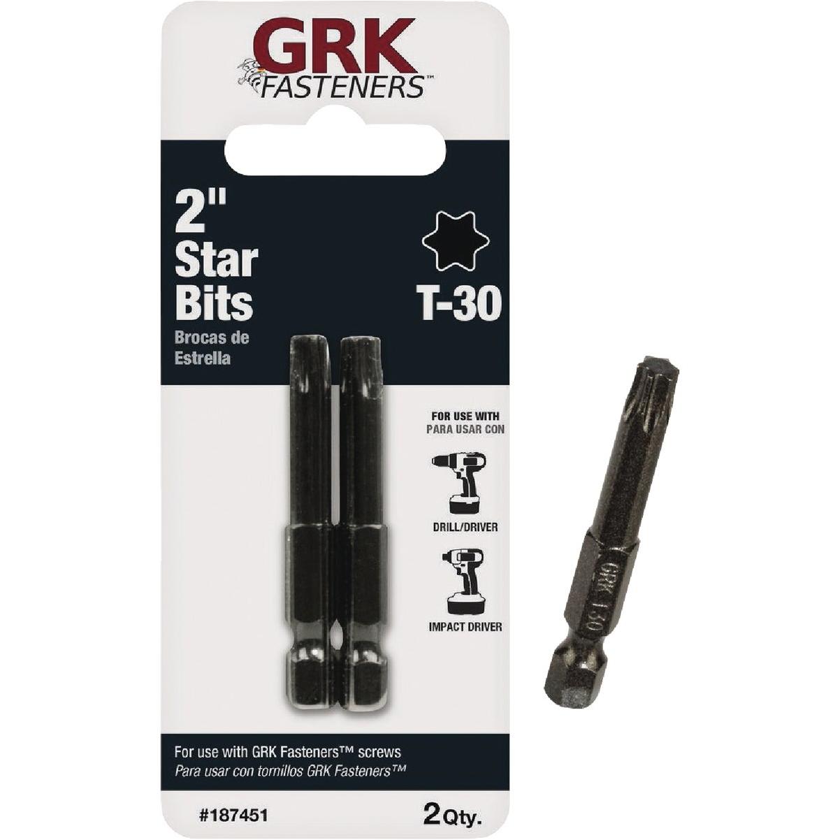 GRK 2 In. T30 Star Drive Impact Ready Screwdriver Bit (2-Piece)