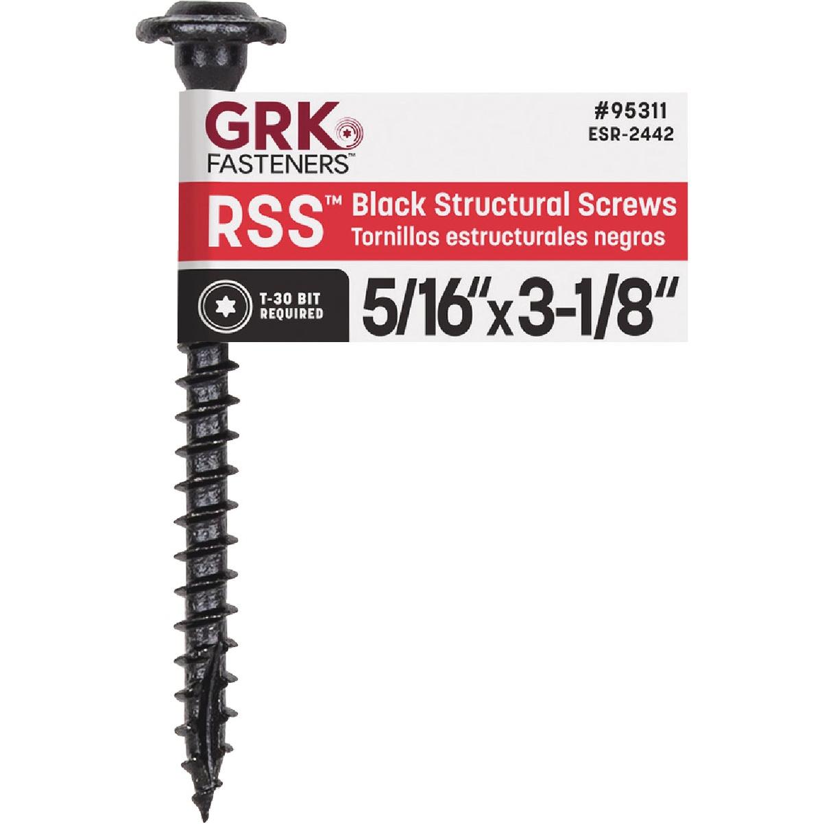 GRK RSS 5/16 In. x 3-1/8 In. Black Star Drive Washer Head Structure Screw