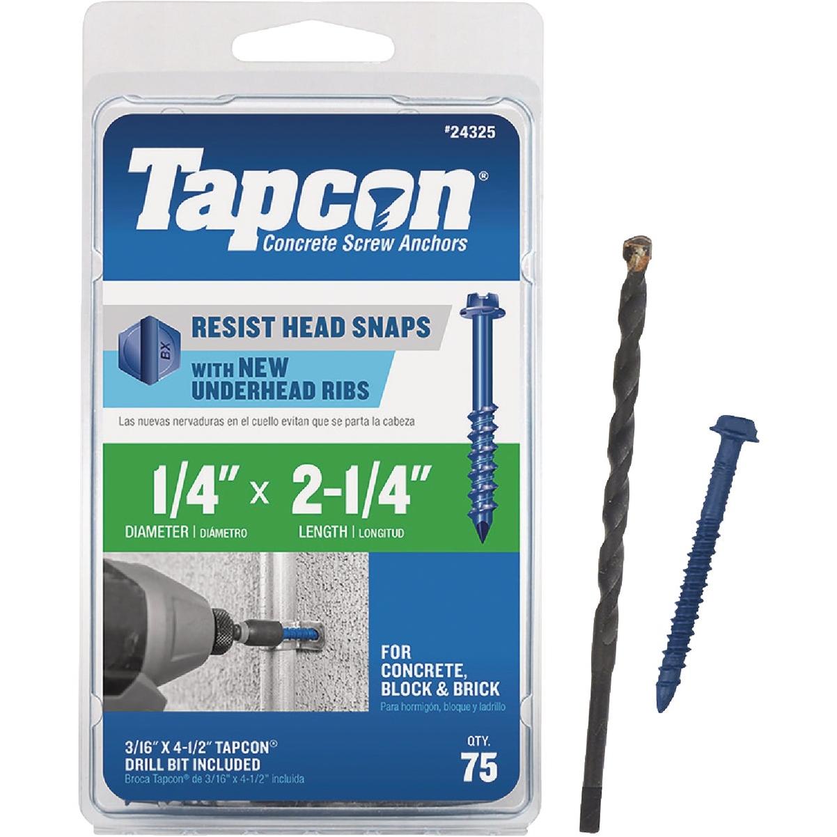 Tapcon 1/4 In. x 2-1/4 In. Hex Washer Concrete Screw Anchor (75-Count)