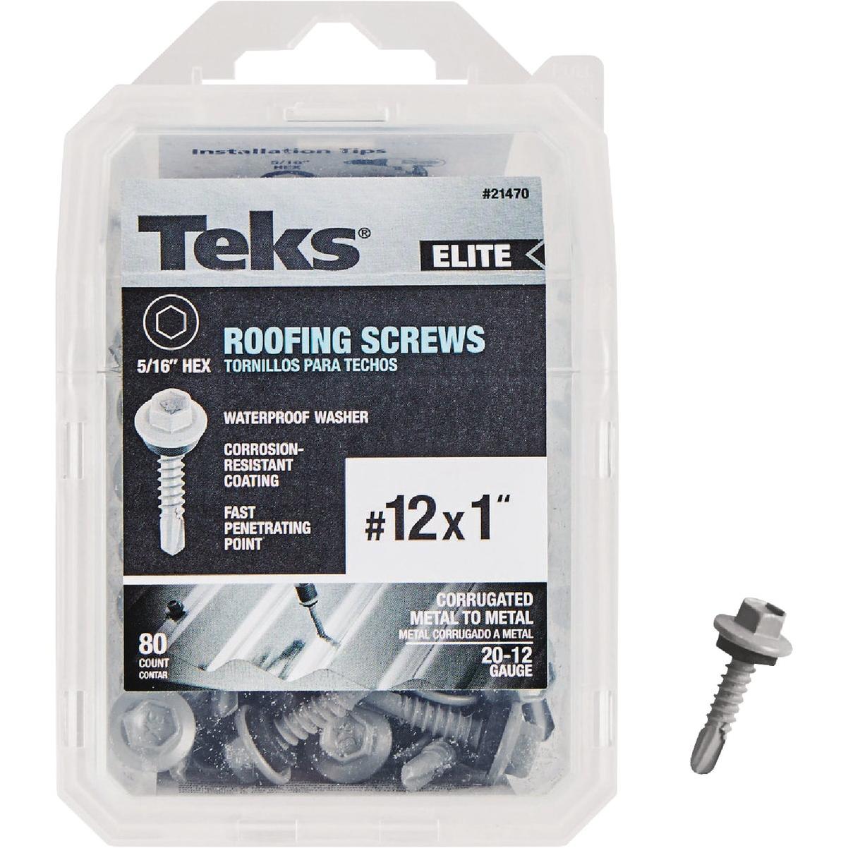 Teks Elite #12 x 1 In. Hex Washer Head Drill Point Metal to Wood Roofing Screw (80-Count)