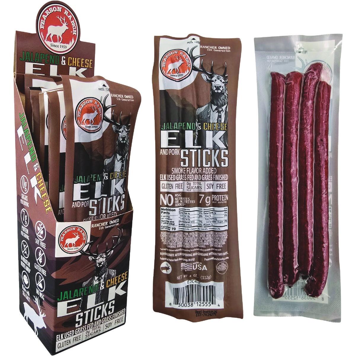 Pearson Ranch Jerky 4 Oz. Elk Jalapeno Cheese Snack Stick