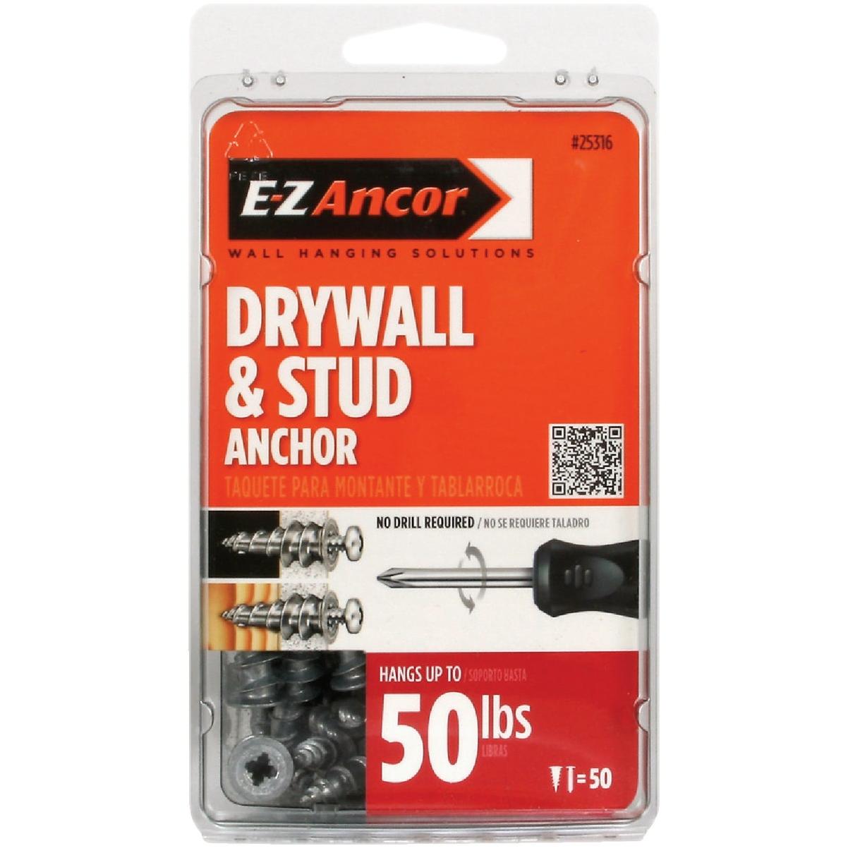 E-Z Ancor Stud Solver #7 x 1-1/4 In. 50 Lbs. Drywall Anchor (50 Ct.)