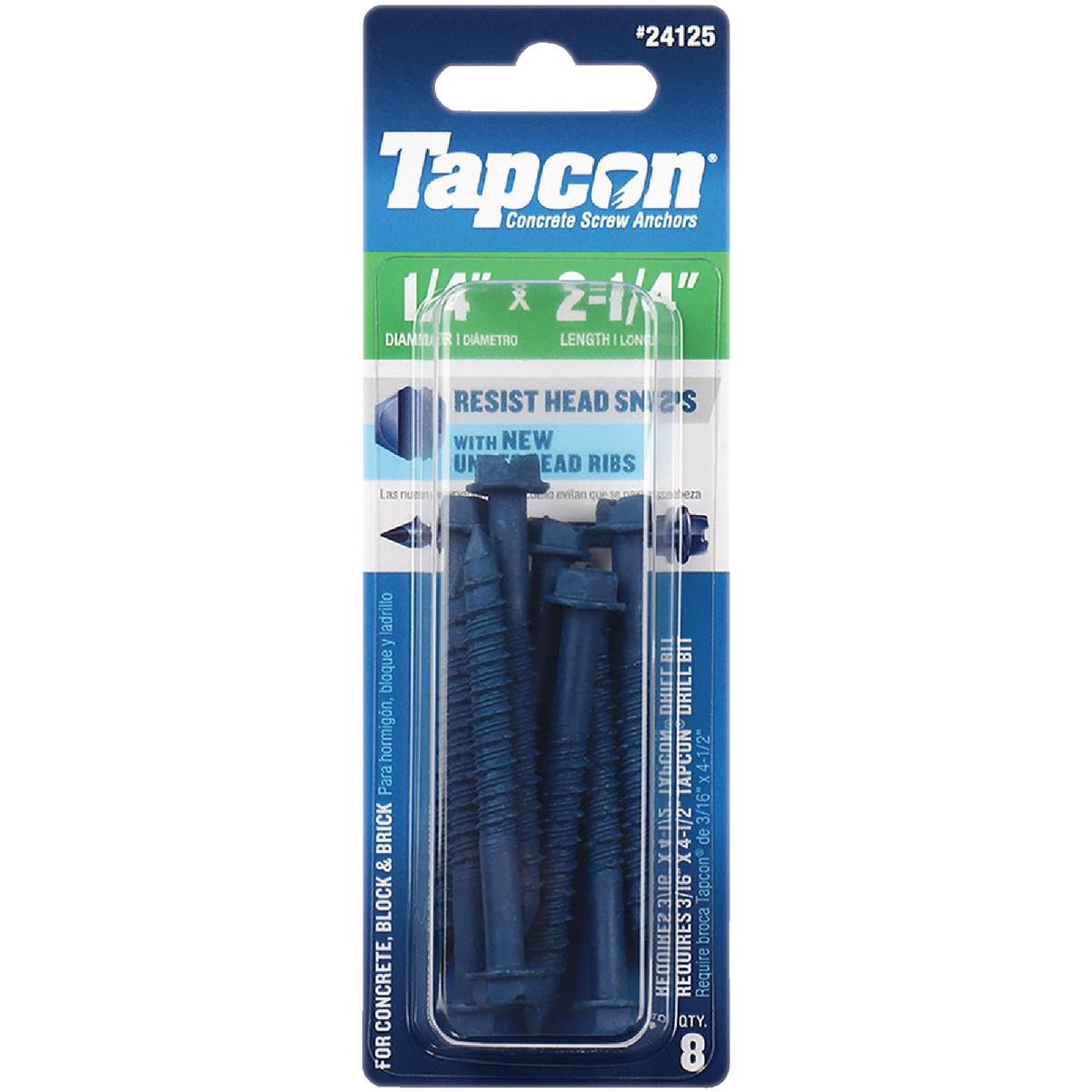 Tapcon 1/4 In. x 2-1/4 In. Hex Washer Head Concrete Screw Anchors (8-Count)