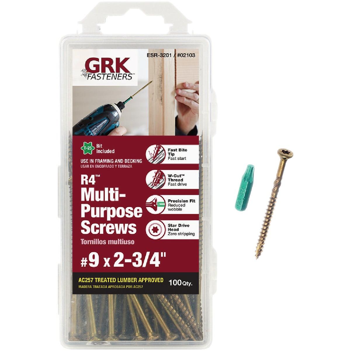 GRK R4 #9 x 2-3/4 In. Star Drive Multi-Purpose Wood Screws (100 Ct.)