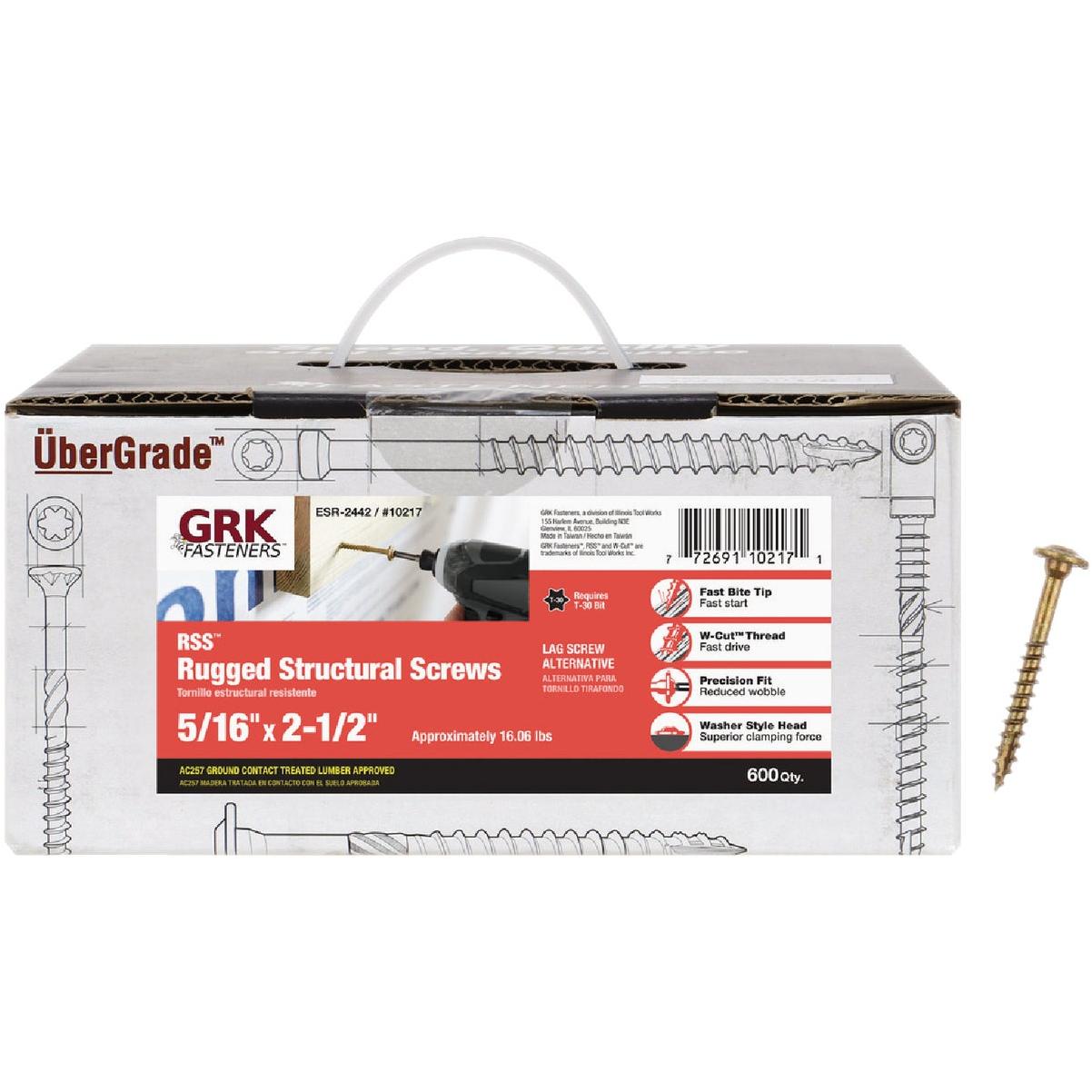 GRK RSS Rugged 5/16 In. x 2-1/2 In. Star Drive Washer Head Structure Screws (600 Ct.)
