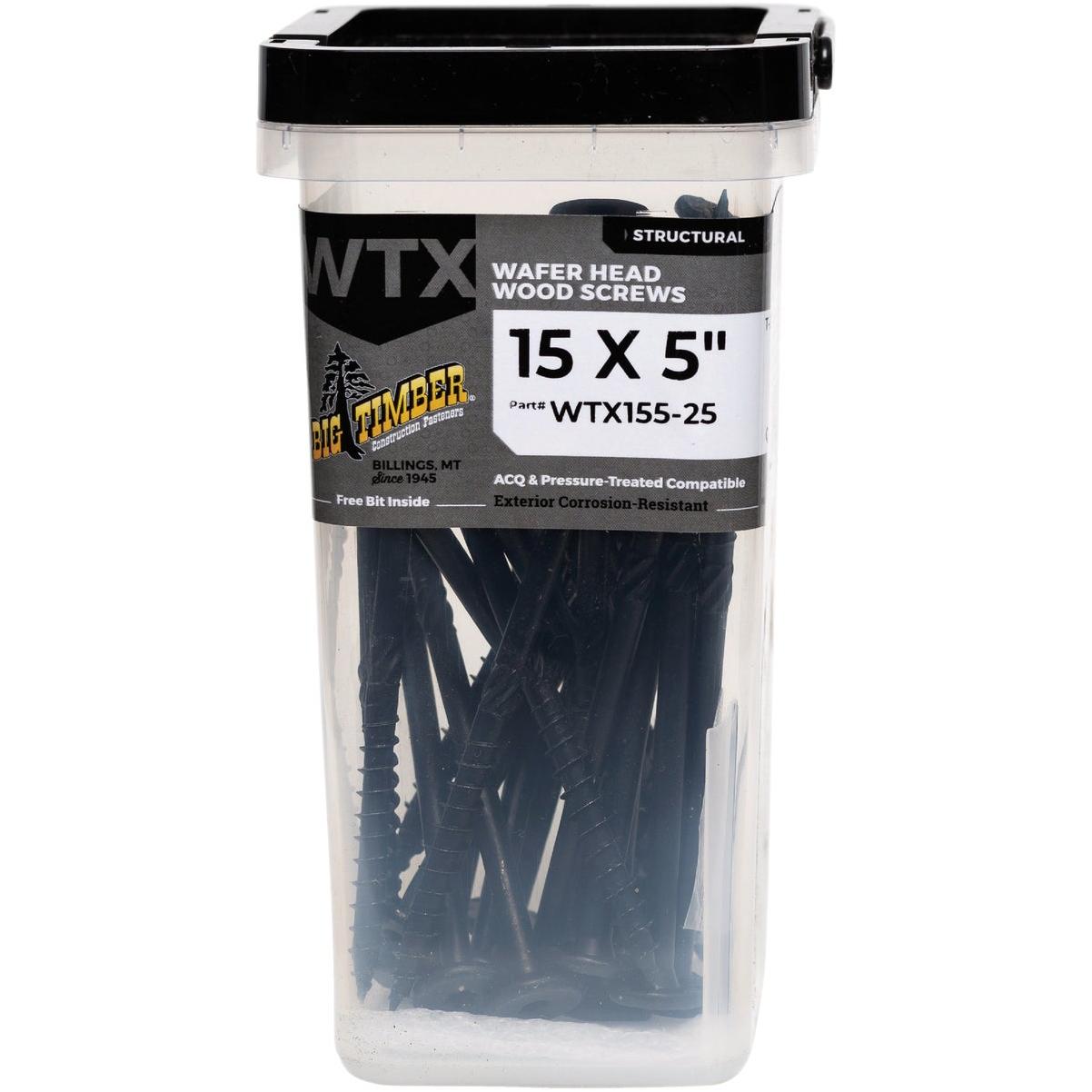 Big Timber #15 x 5 In. Wafer Head Black Wood Screw (25-Count)