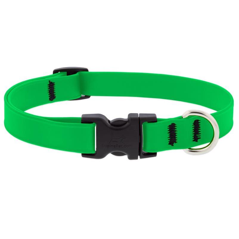 LupinePet Splash Neon Green BioThane Adjustable Dog Collar – Medium