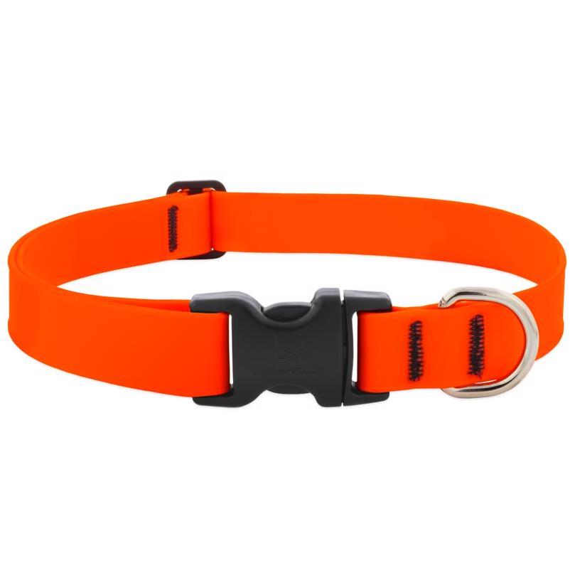 Neon Orange BioThane Adjustable Dog Collar – Large, Weather‑Resistant LupinePet Splash