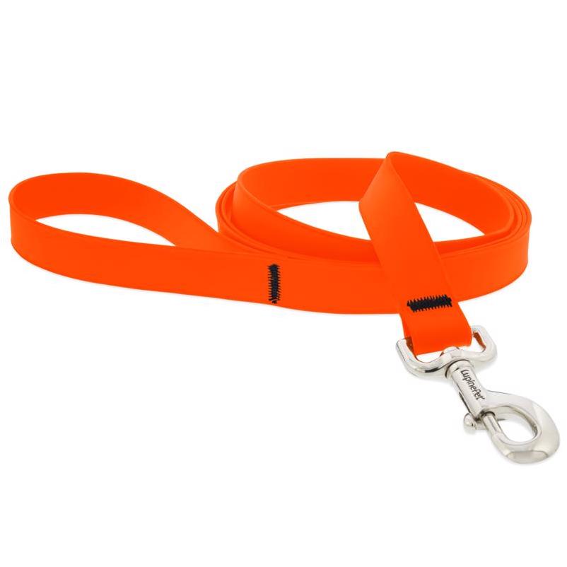 LupinePet Splash Neon Orange 6‑ft BioThane Dog Leash – Weather‑Resistant & Durable