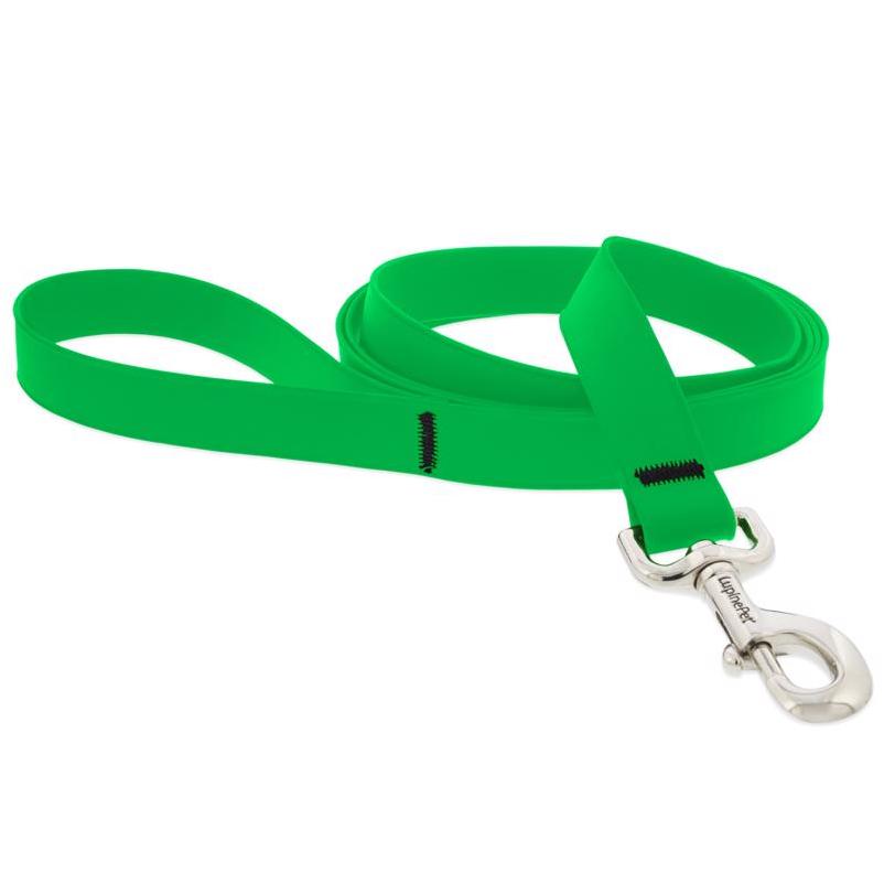Neon Green BioThane Dog Leash – LupinePet Splash 6‑ft Weather‑Proof Lead