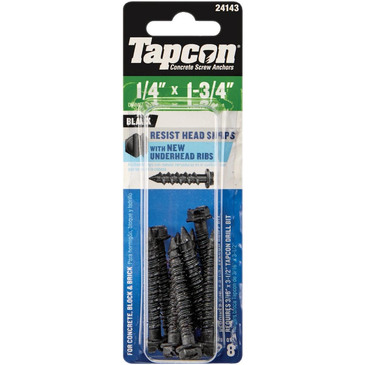 Tapcon 1/4 In. x 1-3/4 In. Black Hex Washer Head Concrete Screw Anchors (8 Ct.)