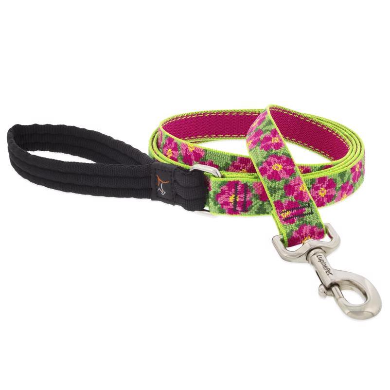 Vibrant Petunias‑Print 6‑ft Nylon Dog Leash – Multicolor, 1‑inch