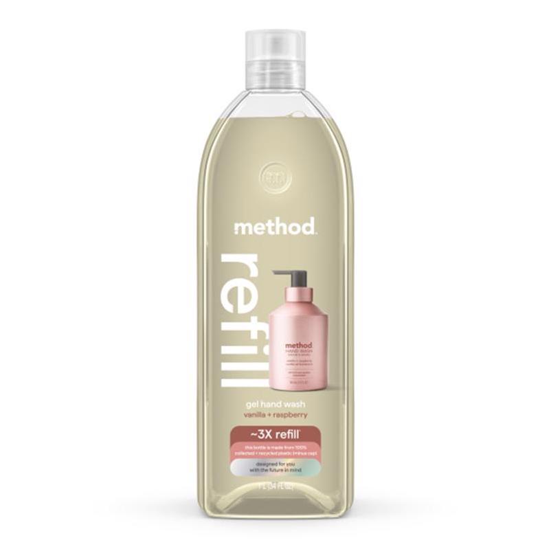 Method Antibacterial Gel Hand Soap – Vanilla Raspberry, 34 oz Refill Bottle