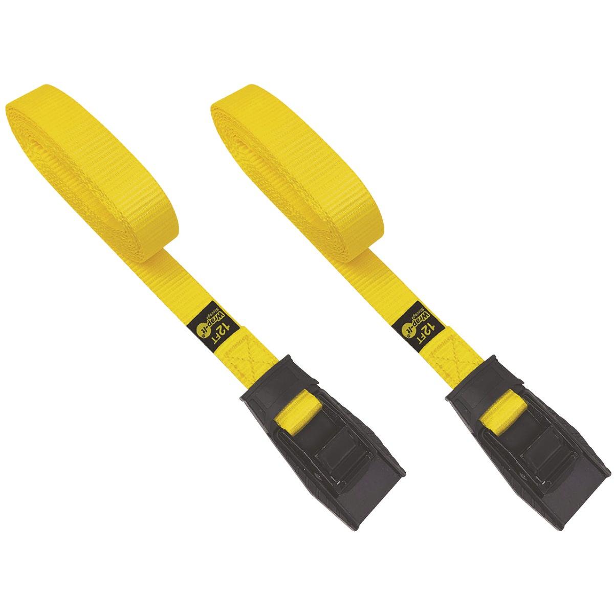 Wrap-It Storage Cam Straps 12 Ft. x 1 In.Yellow Cam Buckle Strap (2-Pack)