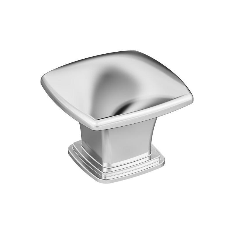 Amerock Garfield Square Cabinet Knob – Polished Chrome, 1‑3⁄16 in., Everyday Basics