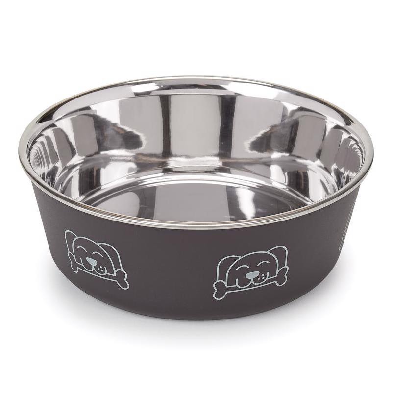 Proselect 30 oz Espresso‑Finish Stainless Steel Dog Bowl – Anti‑Slip Medium Size