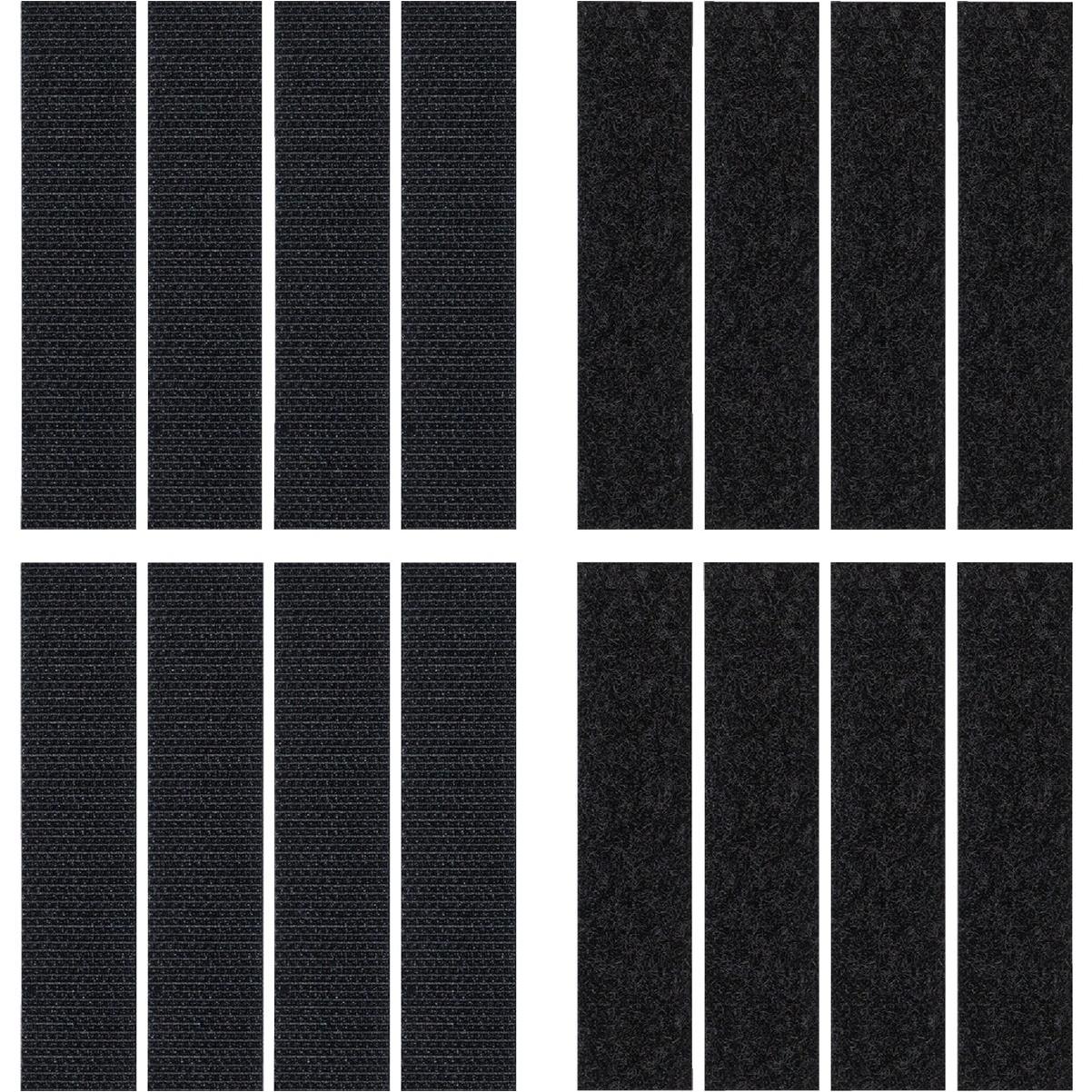 Wrap-It Storage Stick 'Em 3/4 In. x 3-1/2 In. Black Hook & Loop Strip (8-Count)