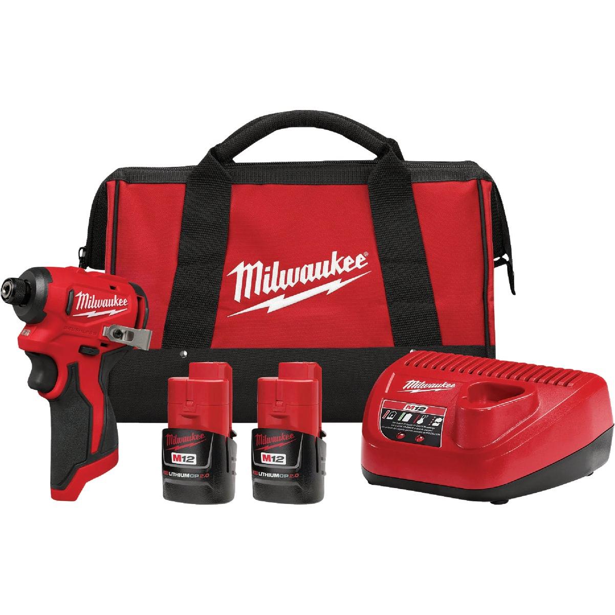 Milwaukee M12 Brushless 1/4 In. Hex Subcompact Cordless Impact Driver Kit with (2) Batteries & Charger