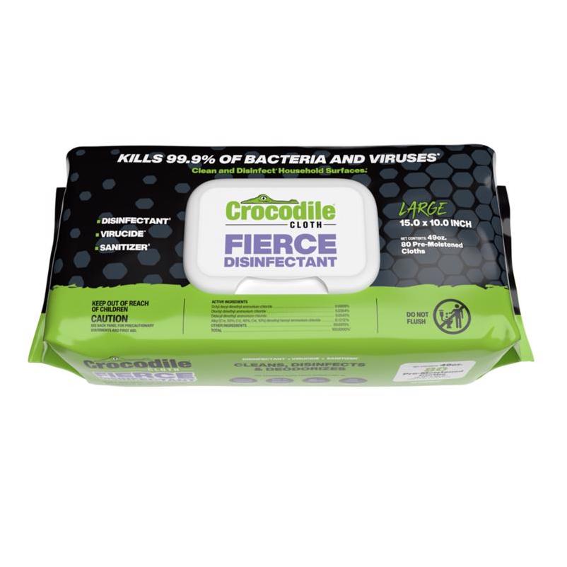 Crocodile Cloth Fierce Disinfecting Wipes – 15×10 in., 80 Count