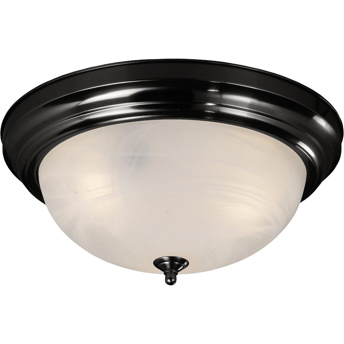 Canarm 15 In. 3-Light Black Alabaster Glass Flush Mount Ceiling Light Fixture