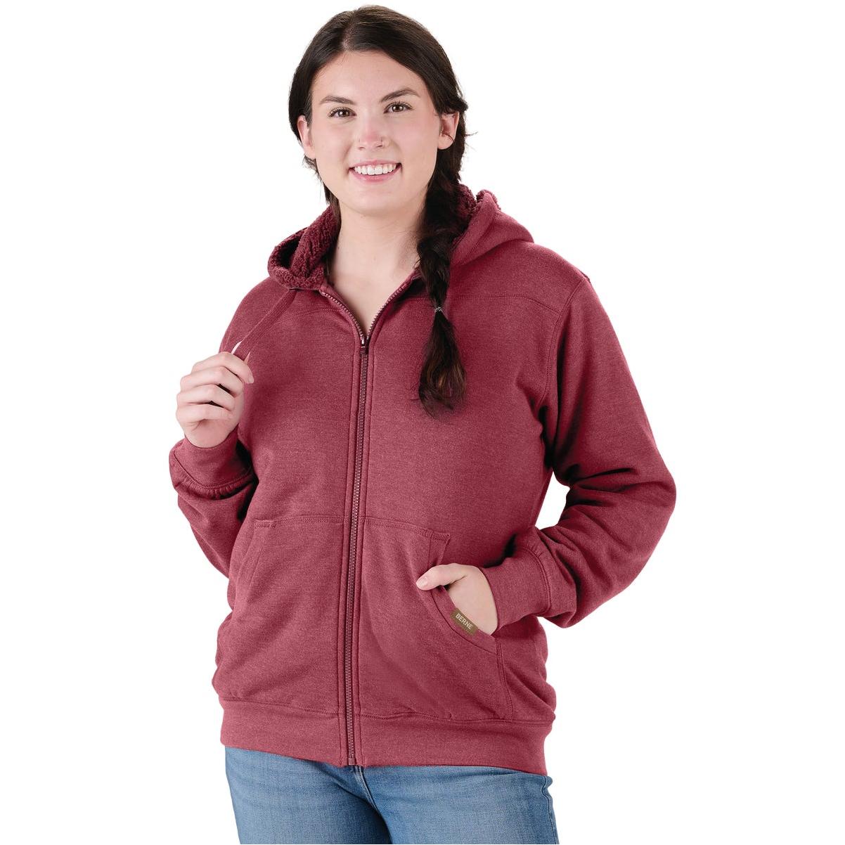 Berne Women's XL Sangria Sherpa-Lined Full-Zip Hooded Sweatshirt