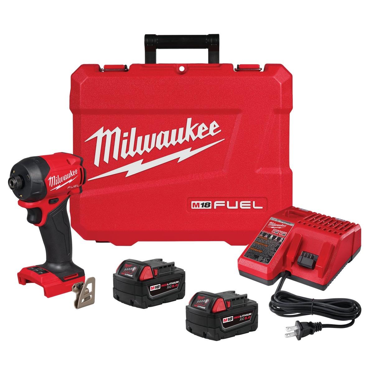 Milwaukee M18 FUEL SURGE 1/4 In. Hex Hydraulic Driver Kit with (2) Batteries & Charger