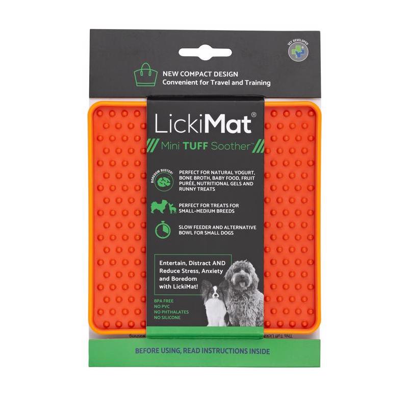 Orange Mini Tuff Soother LickiMat – Durable Slow‑Feeder for Dogs