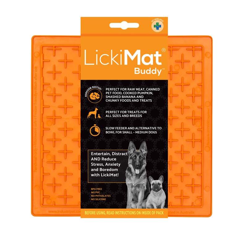 Orange Rubber LickiMat Buddy – Slow‑Feeder Lick Mat for Dogs