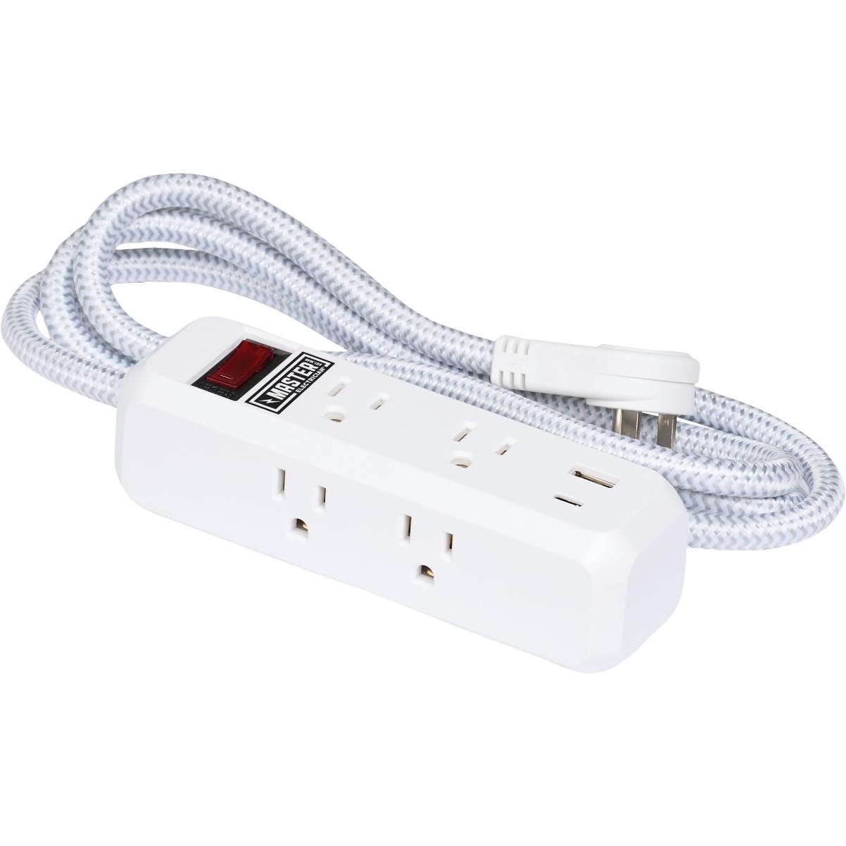 Master Electrician 6-Outlet/4 USB 1350J White Surge Strip with 6 Ft. Cord