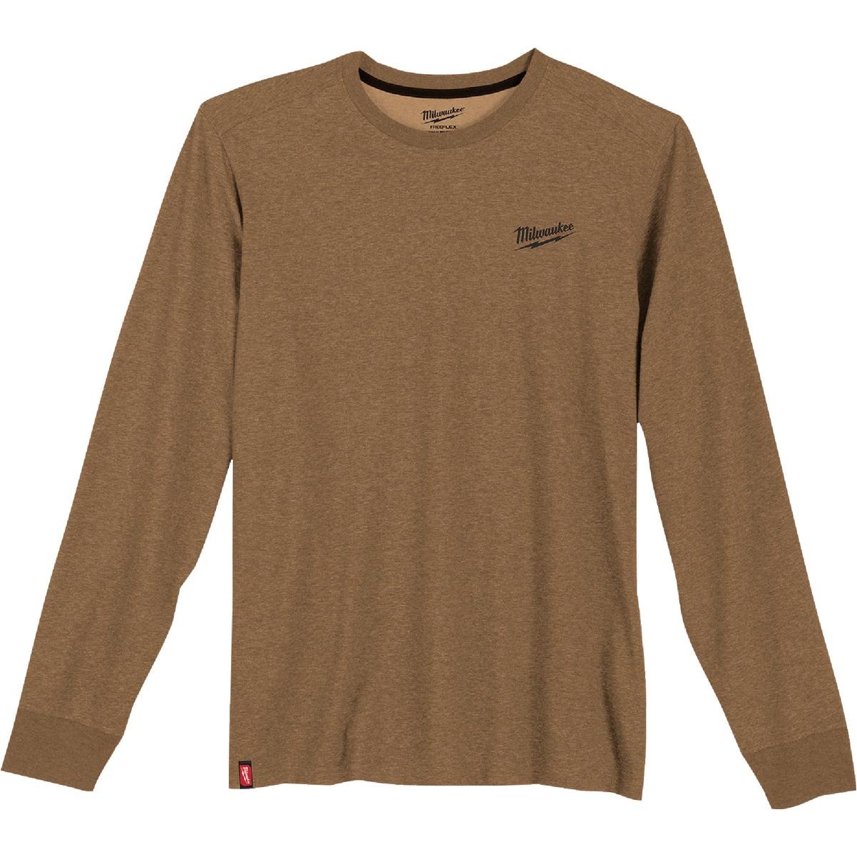Milwaukee FREEFLEX Men's 2XL Brown Long Sleeve Hybrid Work T-Shirt