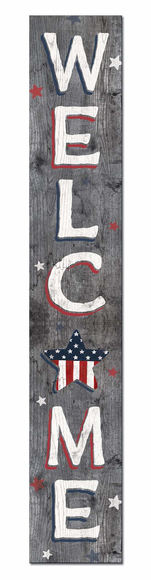 Welcome Patriotic Sign - 24 X 6 Inches - Tall Decorative Home Accent