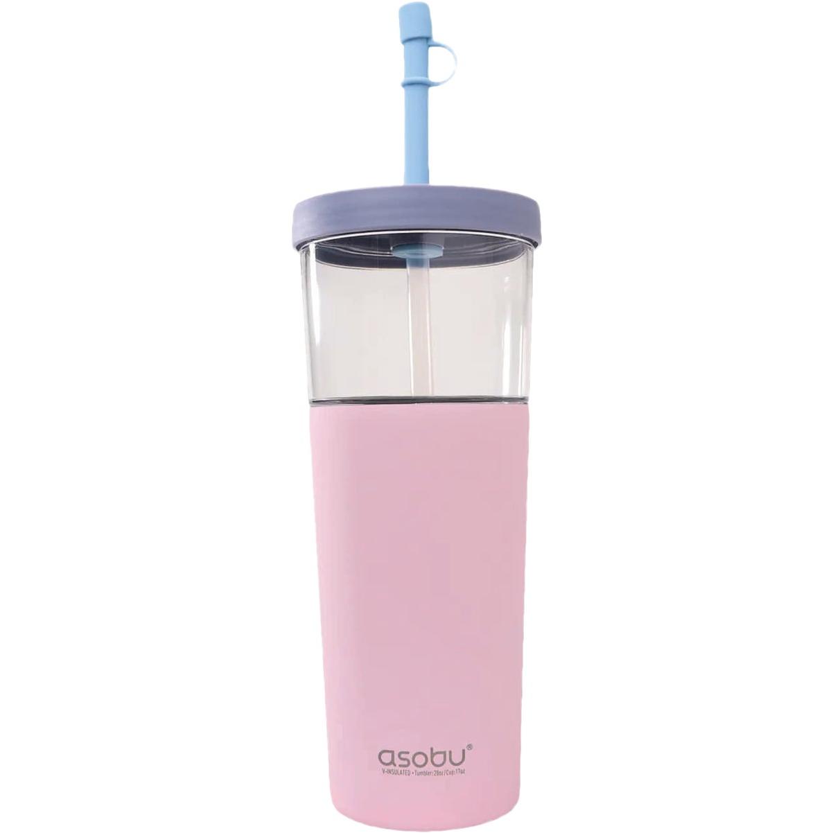 Ad-N-Art Marina 2-in-1 Insulated Tumbler and Mug, Pastel Pink