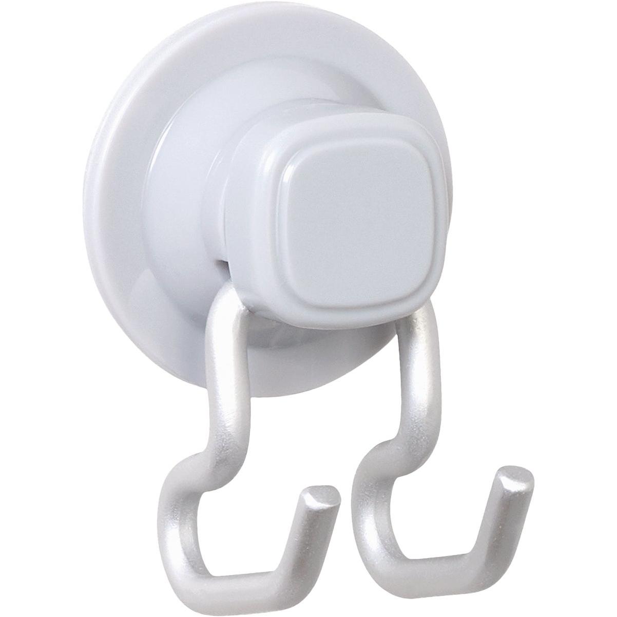 Zenna Home Rustproof Satin Chrome Power Grip Pro Adhesive/Suction Shower Storage Hook