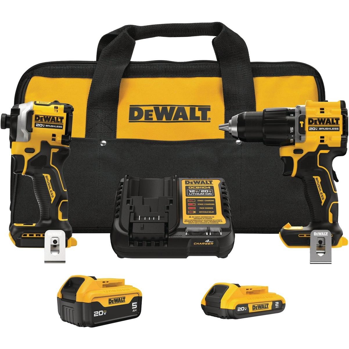 DEWALT 20V MAX 2-Tool Brushless Cordless Hammer Drill & Impact Driver Combo Kit with (2) Batteries & Charger