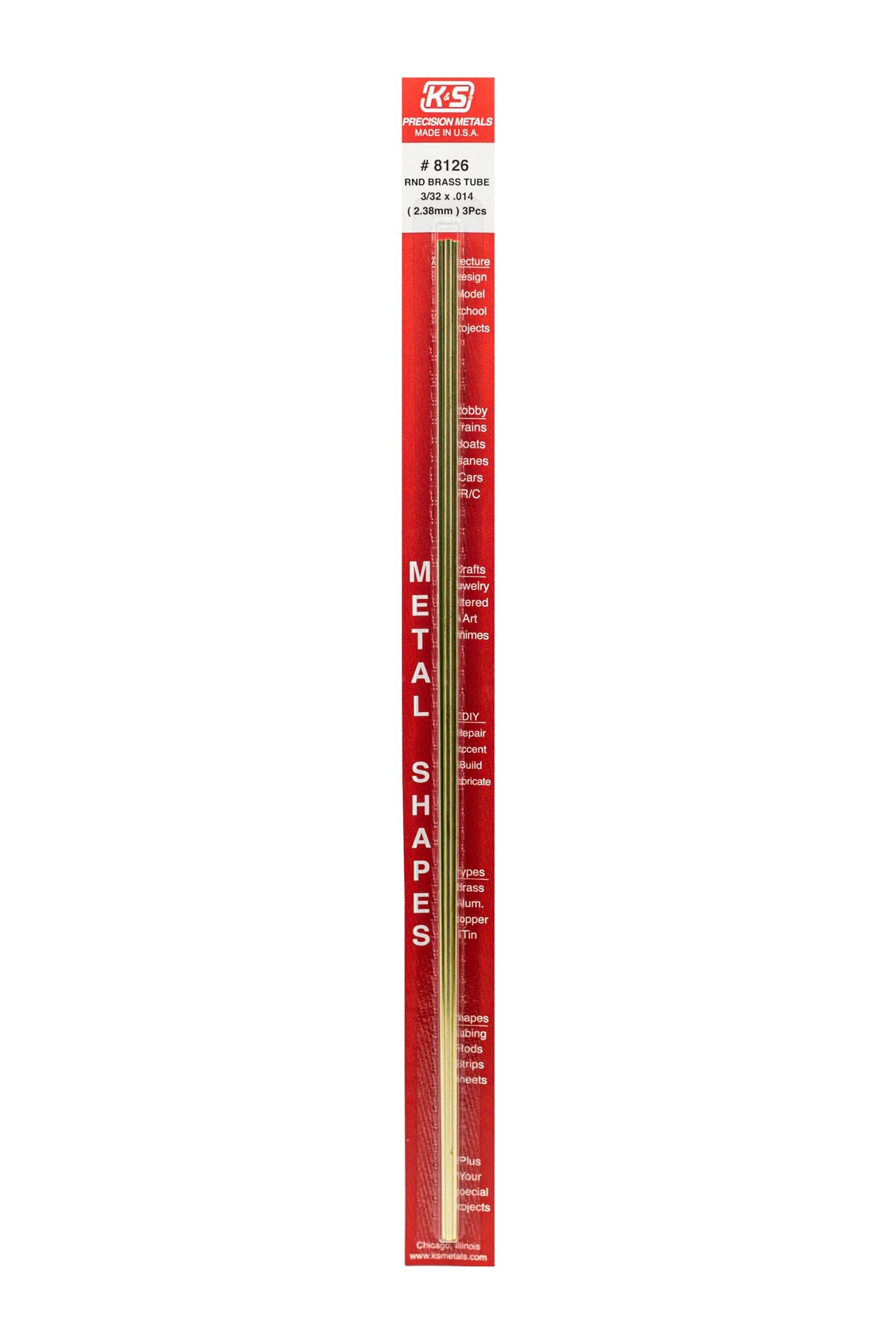K&S Brass 3/32 In. O.D. x 1 Ft. Round Tube Stock