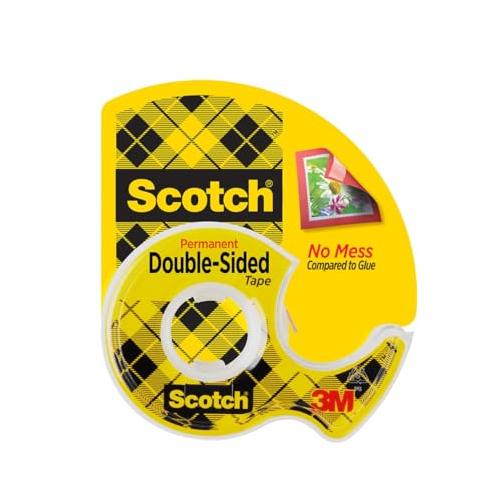 Scotch Permament Double Sided Tape, 1/2 In. x 250 In.