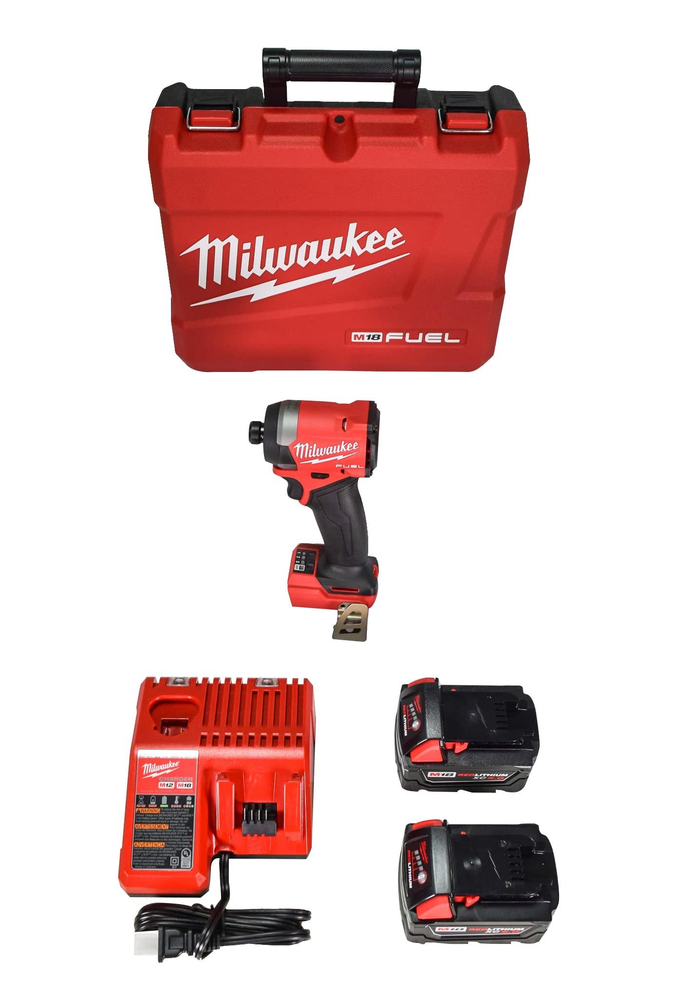 Milwaukee M18 FUEL Brushless 1/4 In. Hex Cordless Impact Driver Kit with (2) 5.0 Ah Batteries & Charger