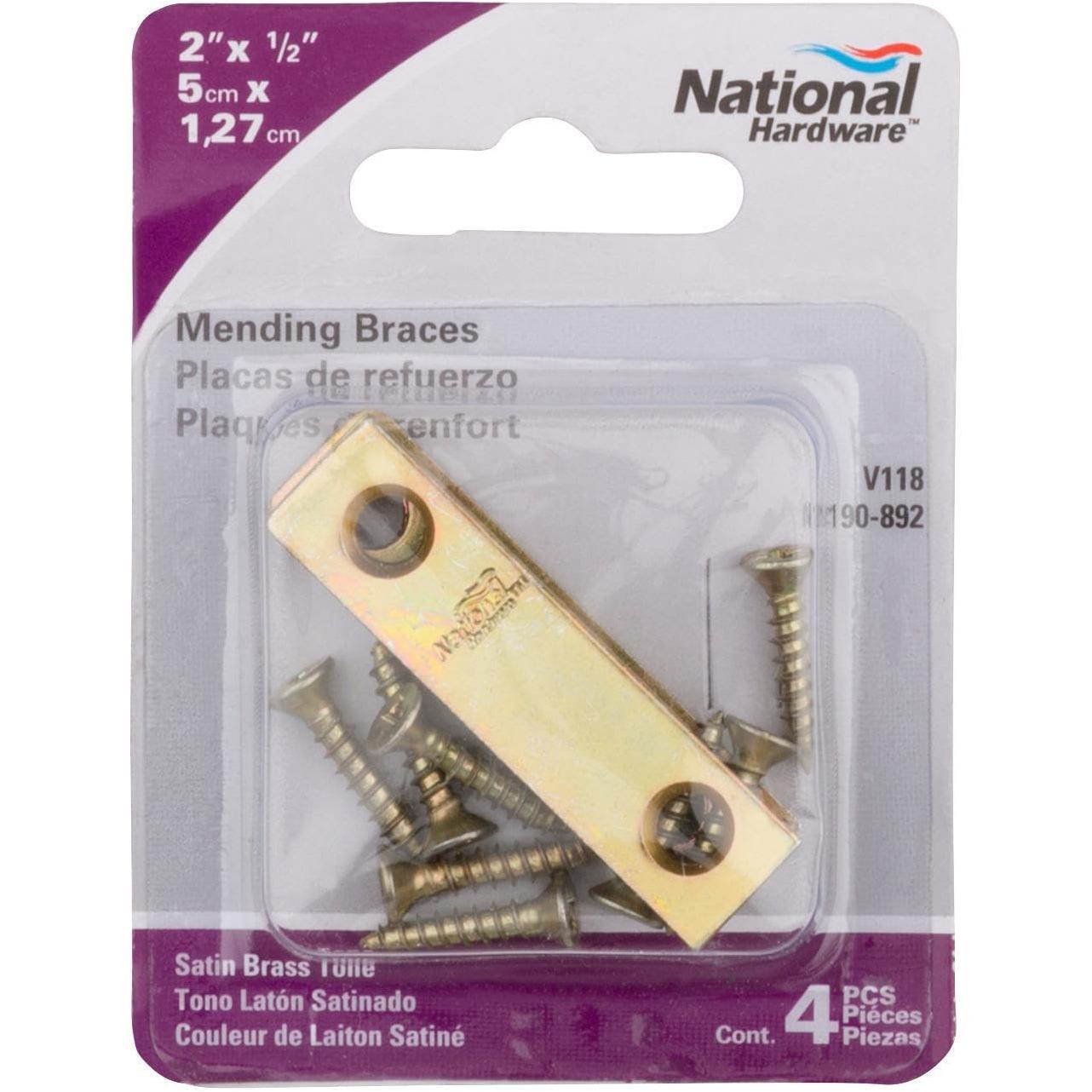 National Hardware 2 In. x 1/2 In. Brass Steel Mending Brace (4-Count)