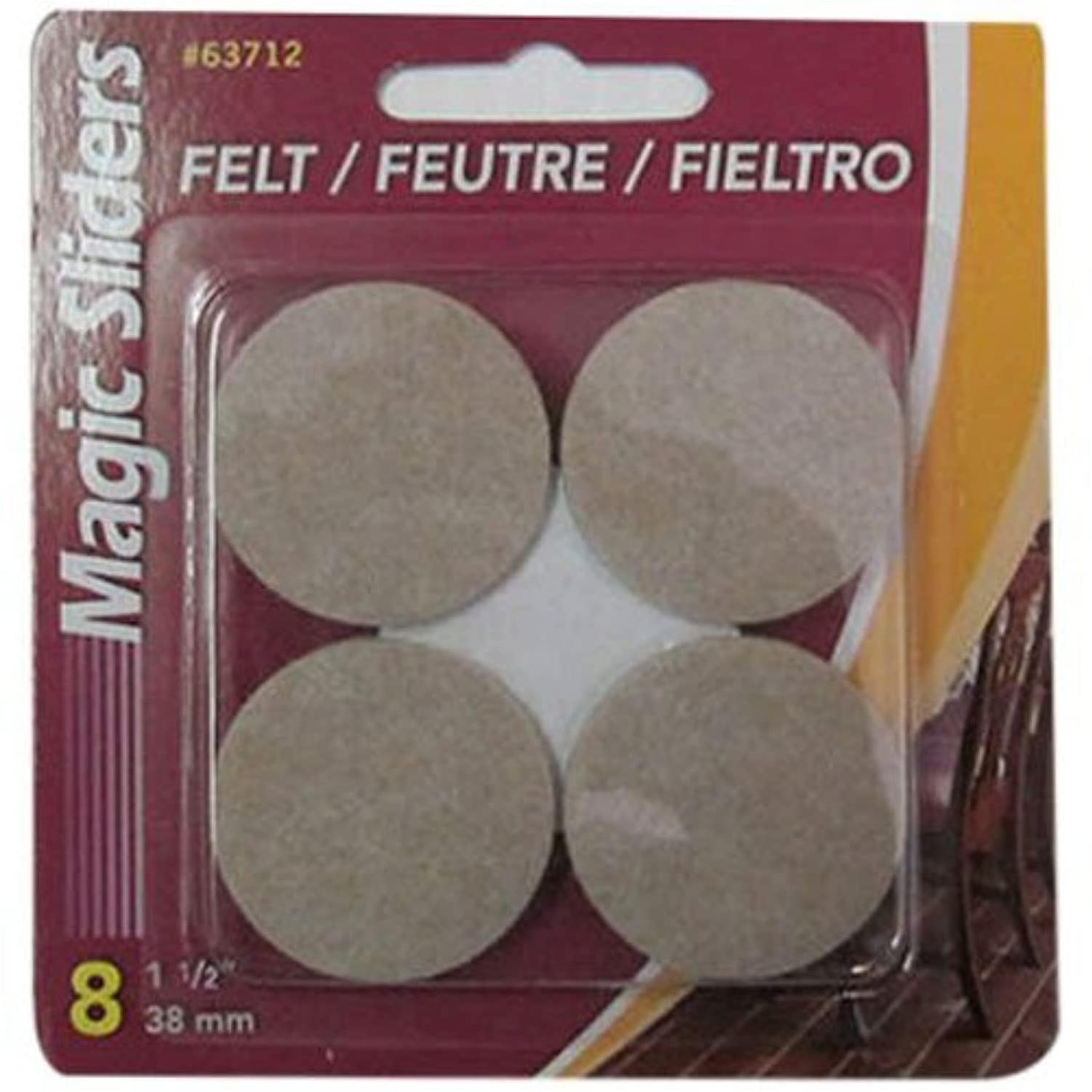Magic Sliders 1-1/2 In. Round Oatmeal Self Adhesive Felt Pads (8-Pack)