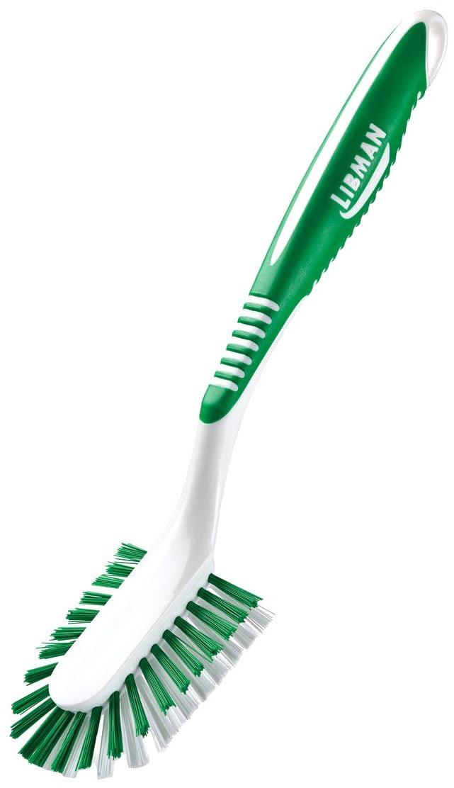 Libman Green & White Polymer 8 In. Ergonomic Rubber Grip Dish Brush