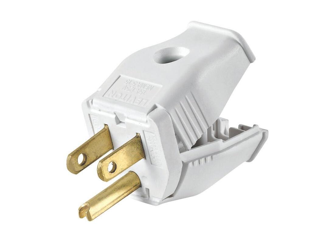 Leviton 15A 125V 3-Wire 2-Pole Clamp Tight Cord Plug, White