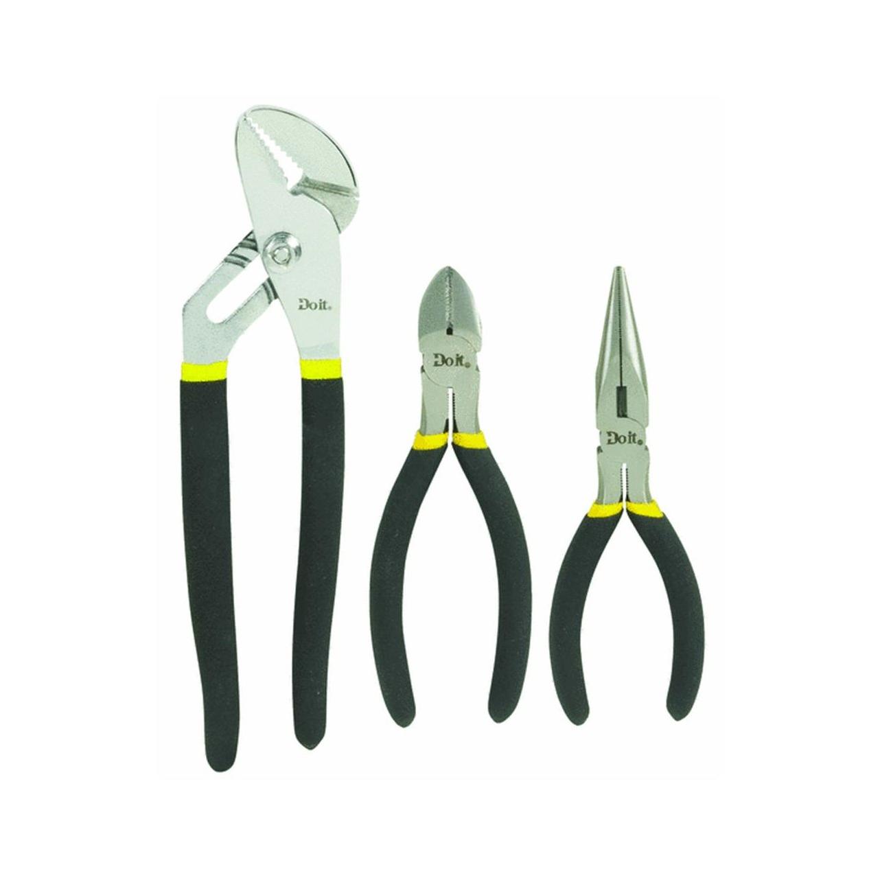 Do it 6 In. Long Nose, 6 In. Diagonal and 10 In. Groove Joint Plier Set (3-Piece)