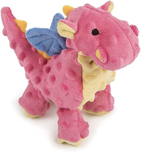 goDog Dragons Small Coral Squeaky Plush Dog Toy