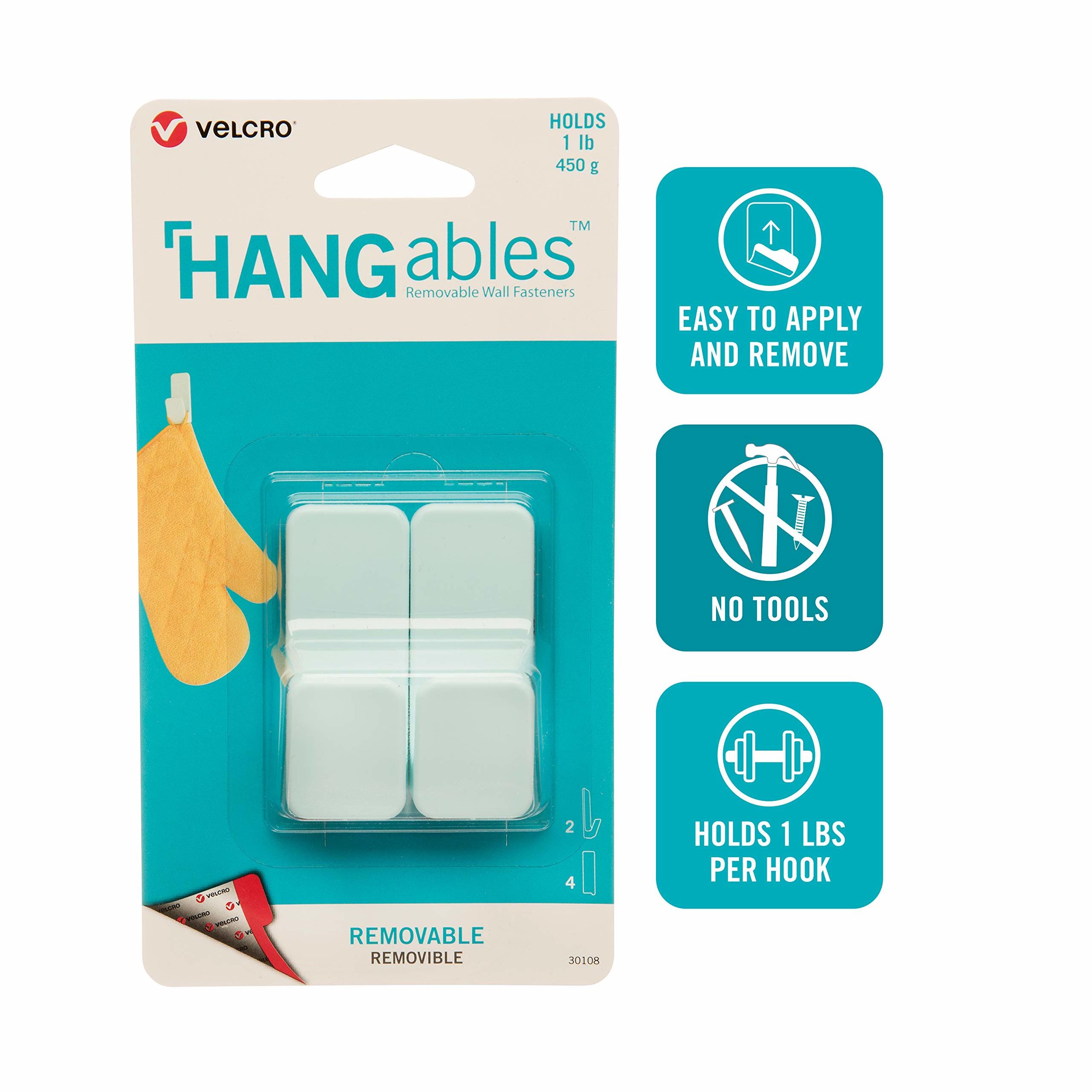 Velcro Brand Hangables 3 Lb. Capacity White Removable Medium Hook (2 Count)