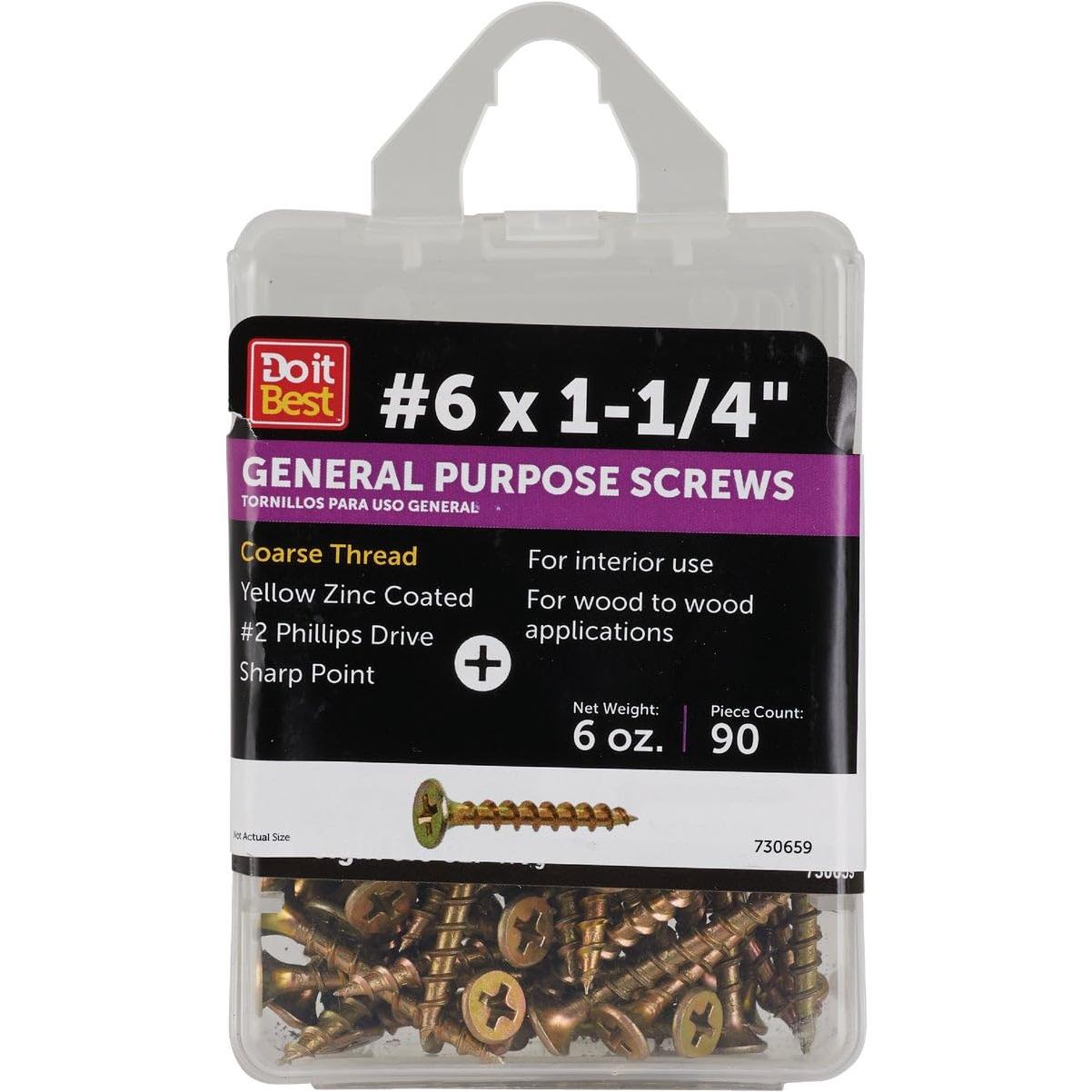 Do it #6 x 1-1/4 In. Coarse Thread Yellow Zinc Drywall Screw (6 Oz.-Count)