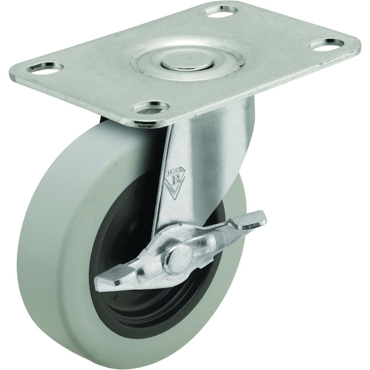 Colson 3 In. Gray TPR Swivel Plate Caster with Locking Brake