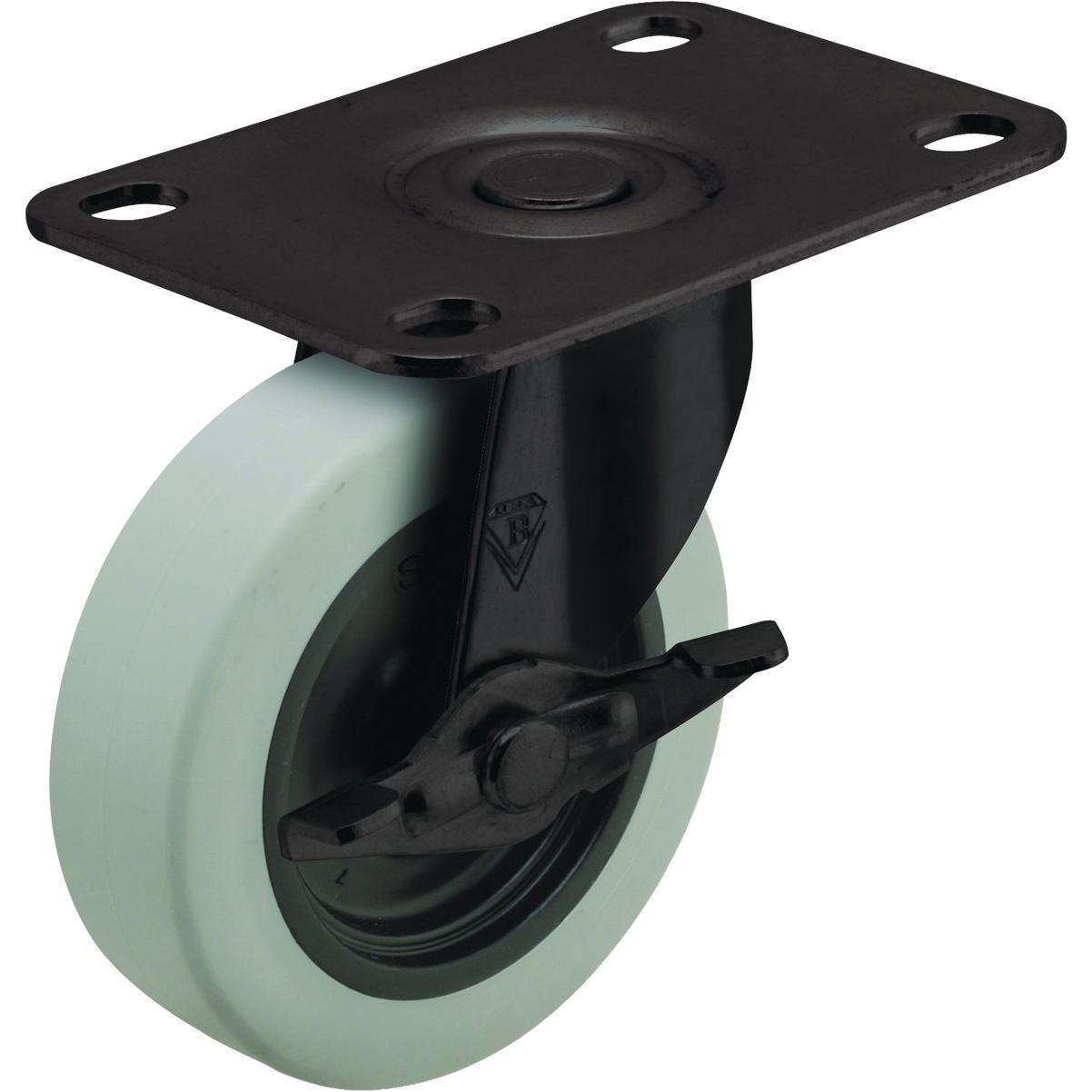 Colson 3 In. Gray TPR & Black Swivel Plate Caster with Locking Brake