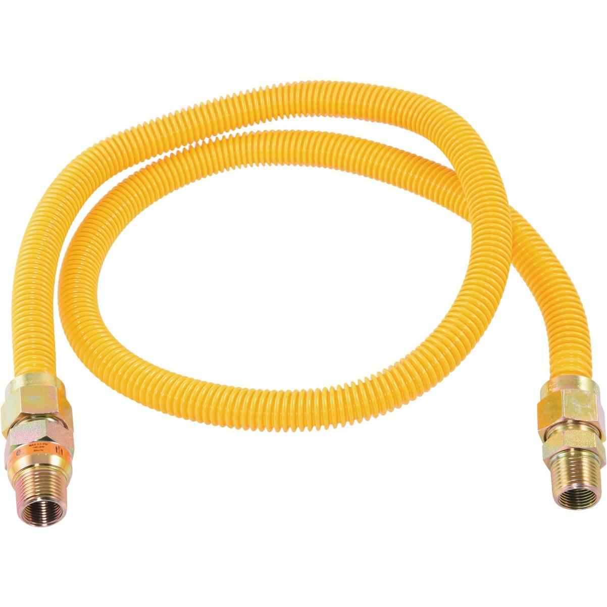 Eastman 5/8 In. OD x 48 In.1/2 In. MIP (Tapped 3/8 In. FIP) x 1/2 In. MIP (Tapped 3/8 In. FIP) Coated Stainless Steel Gas Connector with ArmorBoost Excess Flow Valve