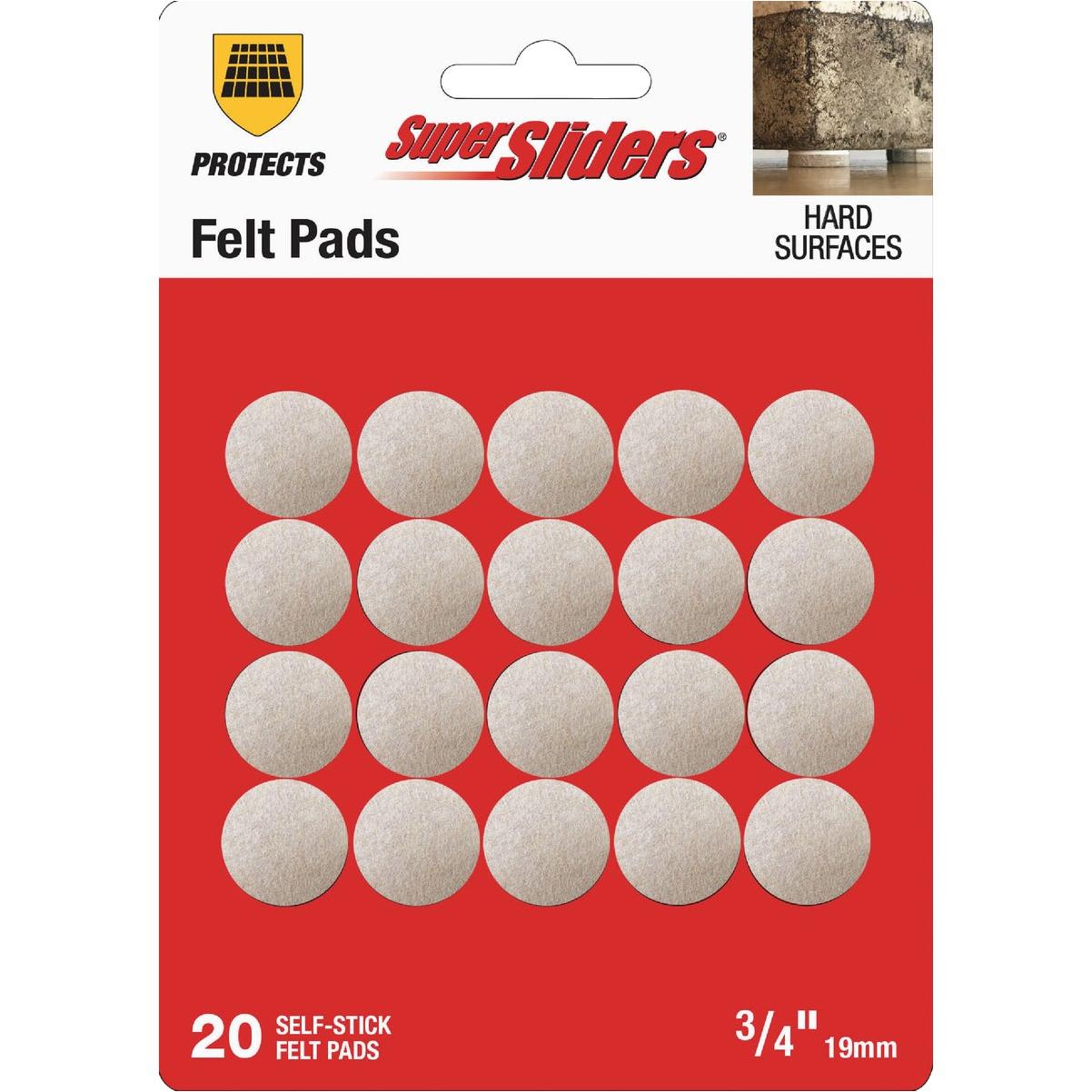 Super Sliders 3/4 In. Round Beige Felt Furniture Pads (20-Piece)